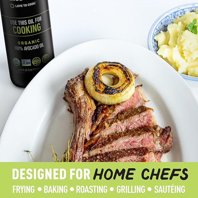 Chefs Life Organic Avocado Oil - Organic Avocado Oil For Cooking Avocado Oil Organic for Dressing Dipping Drizzle 100% Pure Single Origin Non GMO - 16.9 Fl Oz Squeezable Bottle (3 Pack)