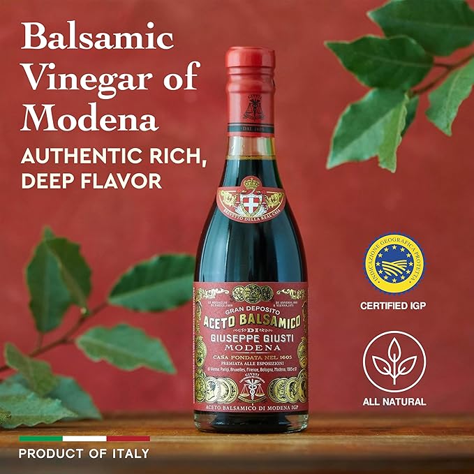 Giusti Italian Balsamic Vinegar of Modena IGP - A Matured Thick &amp Balanced Authentic Italian Aceto Balsamico di Modena - 3 Gold Medals Gran Deposito Made in Italy - 8.45 fl oz (250ml) - Pack of 1
