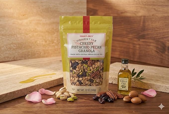 Trader Joe's Homestyle Cherry Pistachio Pecan Granola Gluten Free Oats with Dried Cherries Pistachios &amp Pecans (2 x 12 oz)