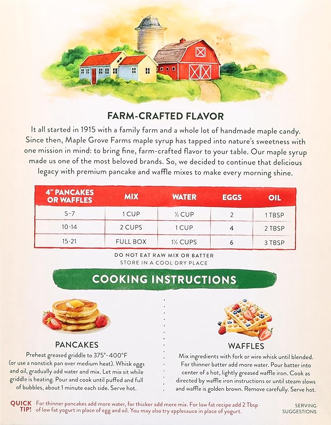 Maple Grove Farms Sugar-Free Pancake &amp Waffle Mix 16 Ounce (Pack of 8)