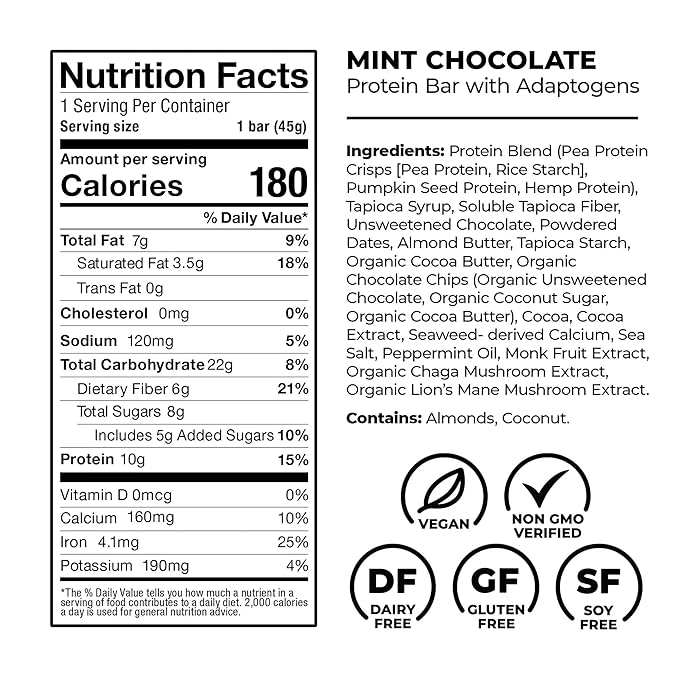 Laird Superfood Functional Protein Bars – Protein Bar but Better with Real Ingredients Functional Mushrooms 10g Plant-Based Protein 6g Fiber - Non-GMO - 5 Flavor Variety Pack 10 Count (Pack of 1)