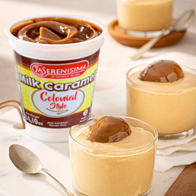 La Serenísima Dulce de Leche - Authentic Milk Caramel Spread from Argentina - Gluten-Free Creamy Caramel Sauce for Baking Desserts - Rich Flavor for Pancakes Waffles - 14.1 Ounce (Pack of 4)