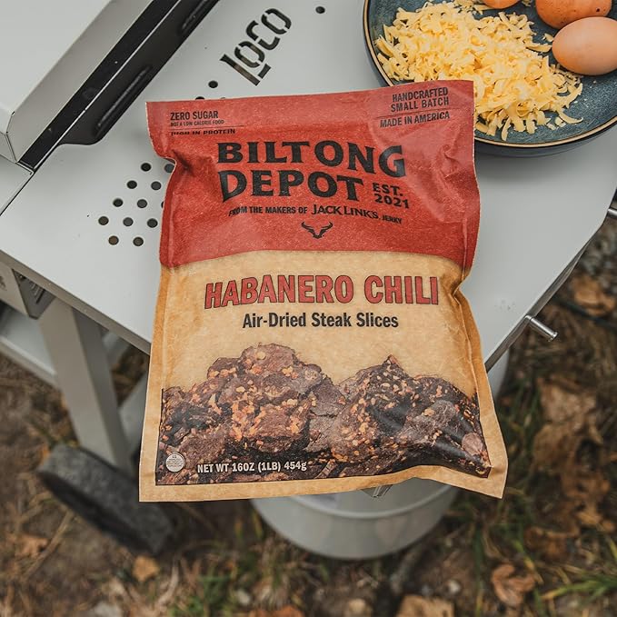 Biltong Depot Habanero Chili Biltong Slices - 1lb (16oz) | Air-Dried Beef Jerky Snack | High Protein | Paleo &amp Keto Friendly | Zero Sugar | Gluten Free | No Artificial Preservatives | No MSG