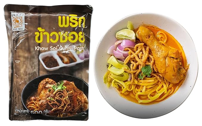 Mae Noi Khao-Soi Instant Curry Paste – Authentic Northern Thai Noodle Soup Base500g (17.6) | No MSG No Preservatives | Thai Street Food at Home