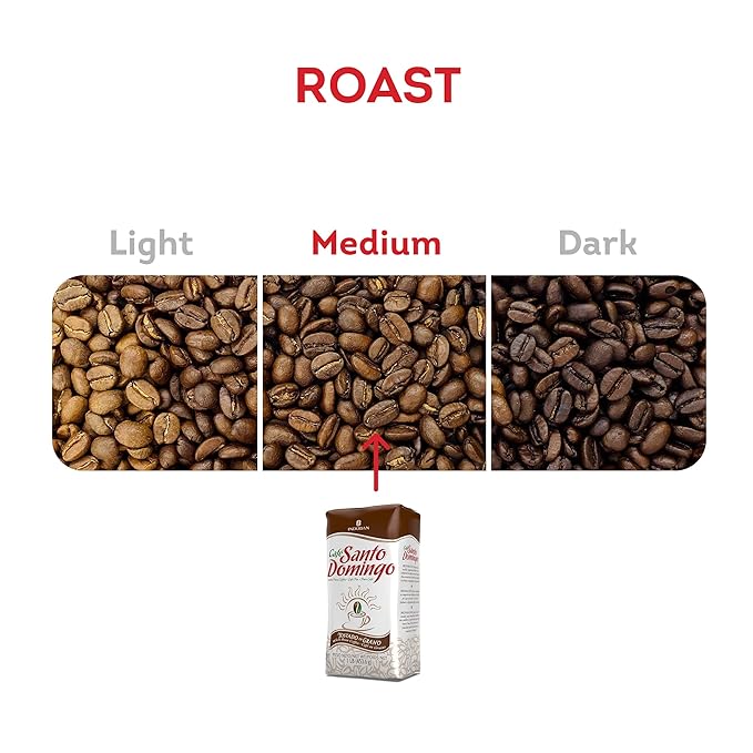 Café Santo Domingo 16 oz Bag Whole Bean Coffee Medium Roast - Product from the Dominican Republic (Pack of 2)