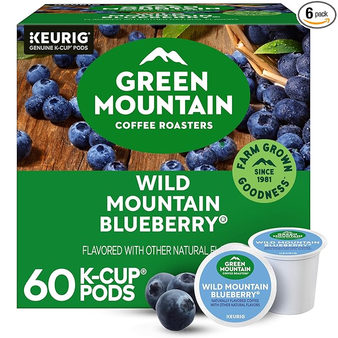 Green Mountain Coffee Roasters Wild Mountain Blueberry Keurig Single-Serve K-Cup pods Light Roast Coffee 60 Count (6 Packs of 10)