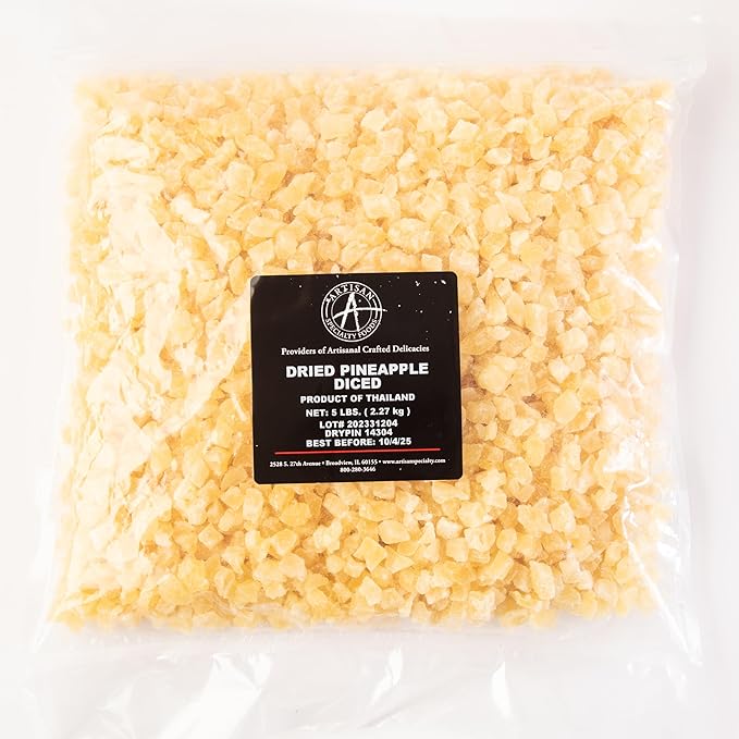 Dried Diced Pineapple 5 Lb Case - Premium Quality Sweet &amp Tangy Perfect for Culinary Use Baking and Snacking Bulk Pack for Chefs and Culinary Enthusiasts