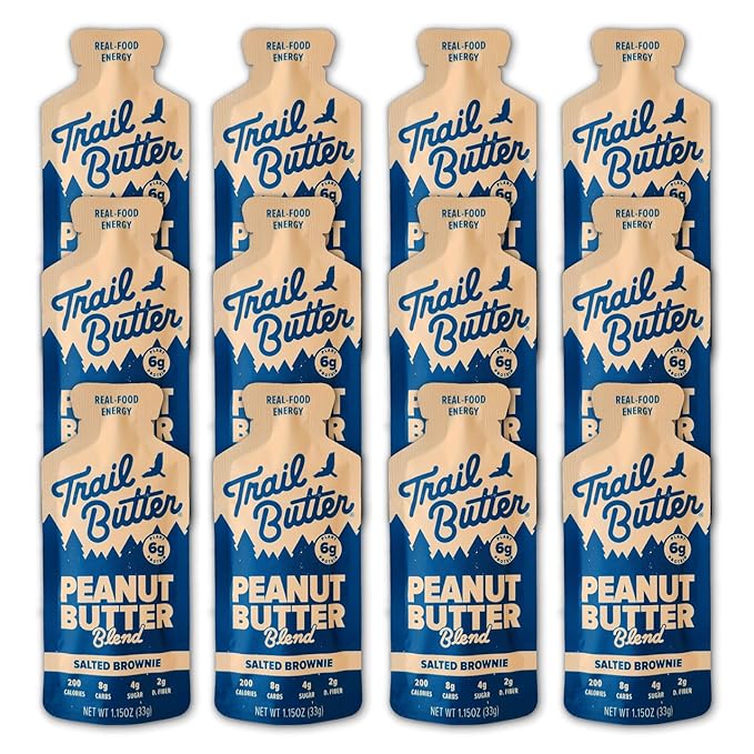 Trail Butter Lil’ Squeeze Nut Butter Energy Pouches 1.15oz (12-Pack) – Real Food Endurance Fuel Protein Snack for Hiking Running Cycling &amp Travel – 6g of Protein per Pouch – Salted Brownie Pea