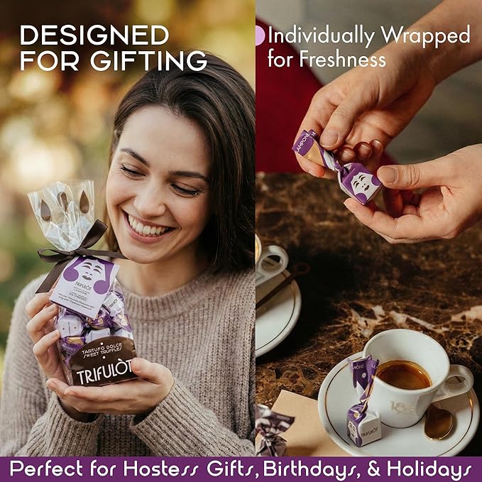TartufLanghe Trifulot Raspberry Dark Chocolate Truffles with Piedmont Hazelnuts Crunchy Praline Gourmet Italian Truffle Candy Fancy Chocolate Gift Set From Italy Dairy Free Gluten Free - 6.34 OZ