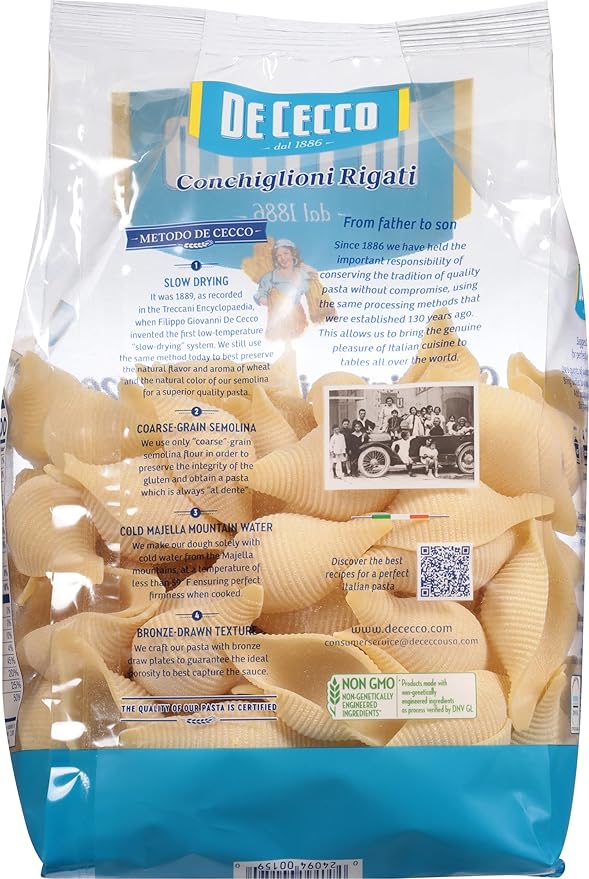 De Cecco Semolina Pasta Conchiglie Rigate No.126 1 Pound (Pack of 12)