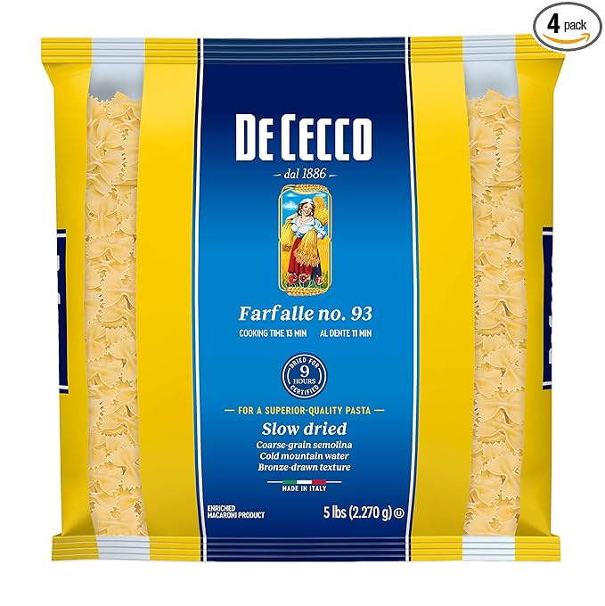 De Cecco Semolina Pasta Farfalle 5 Pound (Pack of 4)