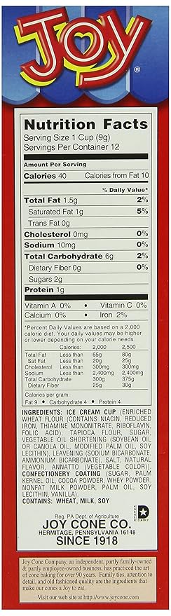 Joy Chocolate Dipped Cup 12 Count (Pack of 12)