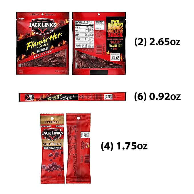 Frito Lay Jack Link's Meats Hot &amp Spicy Sampler Variety Pack (Pack of 12)