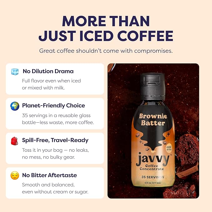 Coffee Concentrate - Limited Release Flavors - Cold Brew Coffee Perfect for Hot or Iced Instant Coffees Hot Drinks Cold Brew Concentrate 35 Servings - Brownie Batter
