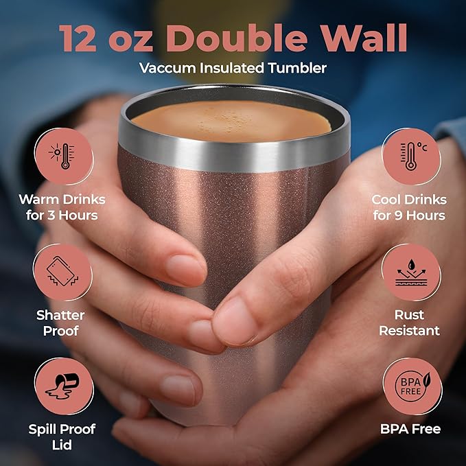 Modern Elegance Tea Tumbler Gift Set – Includes Tea Bag Holder Spoon Honey Straw 15 Assorted Flavor Blends &amp Hot &amp Cold 12oz Insulated Tumbler – Ideal for Holiday Gift for Tea Lovers – Rose