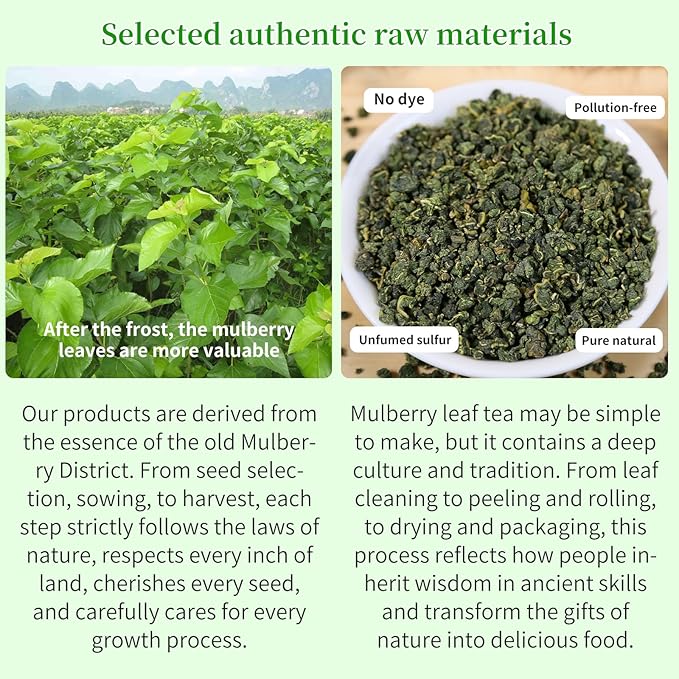 Wanhua Hall Mulberry Leaf Tea Mulberry Tea Loose Leaf 9.17oz/260g Fresh Taste Dried Sang Ye Loose Leaf Herbal Tea Caffeine Free 桑叶茶 桑叶 霜桑叶