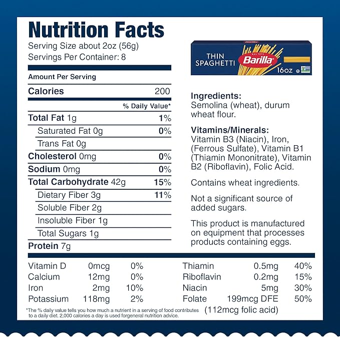 Barilla Thin Spaghetti Pasta 16 oz. Box (Pack of 20) - Non-GMO Made with Durum Wheat Semolina - Kosher Certified