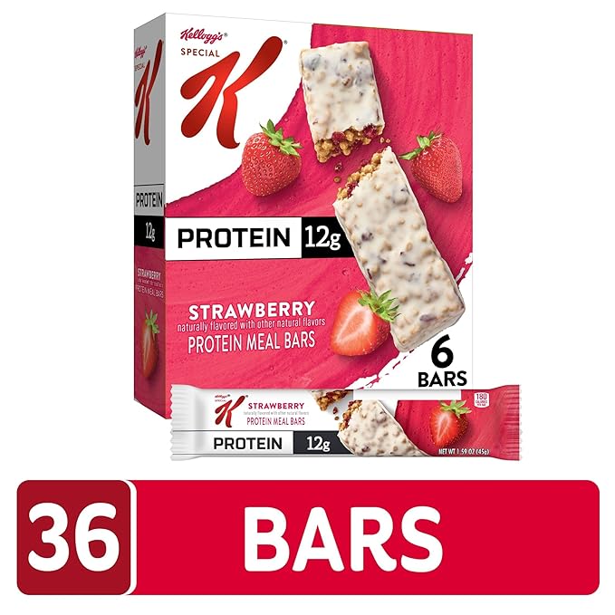 Special K Protein Meal Bars 12g of Protein Good Source of Fiber Strawberry (6 Boxes 36 Bars) (Pack of 2)