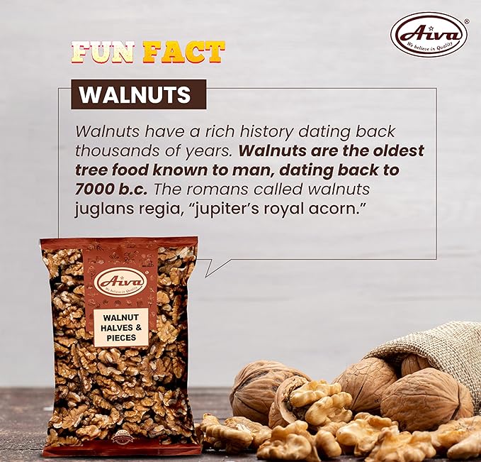 Aiva Walnut Halves &amp Pieces Bulk Bag (4 LB) | Natural &amp Unsalted | Perfect for Baking Cooking and Snacking