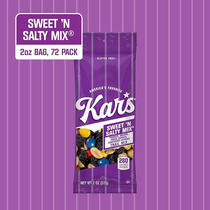 Kar’s Nuts Sweet ‘N Salty Trail Mix 2 oz Pouch (Pack of 72) Gluten-Free Trail Mix Snack