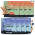 Mushroom Overnight Oats Variety Pack (8 Pack) – Superfood Lions Mane Mushroom Chia &amp Flax Seed - Organic Protein Oatmeal - High Fiber Vegan Gluten Free Low Sugar - Easy Prep Plant Protein - Ap