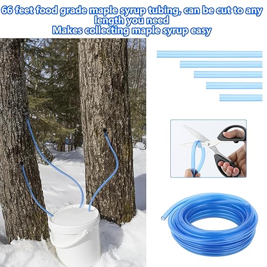 Maple Syrup Tapping Kit Upgrade Maple Taps Set Include (30) Maple Syrup Taps 66 -Ft Food Grade Tubing 1 Drill Bit Maple Tree Tapping Kit for Experts or Beginners (30 SET)