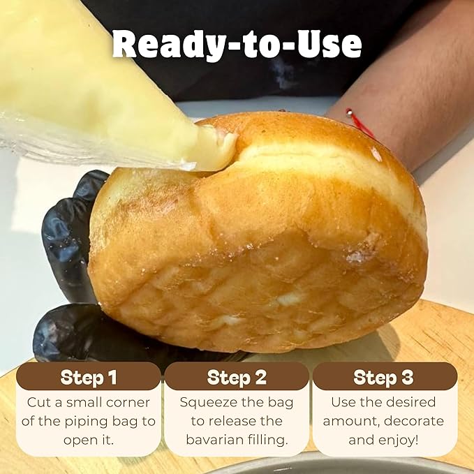 Jeynuuss Bavarian Cream Filling Pastry Filling Crema Pastelera Cake Filling Cannoli Cream Filling Pastry Cream Crema Pastelera para Rellenar Pasteles Cheese Cake Filling Tub 3 Pack