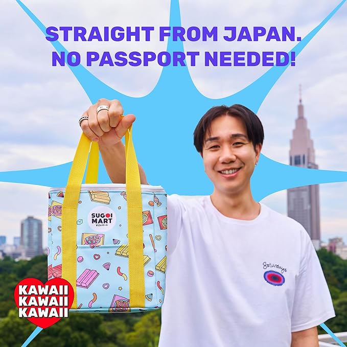 Sugoi Mart Japanese Kitkat Variety Pack - 100 Pcs Mini Kitkats Individually Wrapped Japanese Chocolate Wafer Bars 7-9 Assorted Flavors with Stylish Reusable Cooler Bag