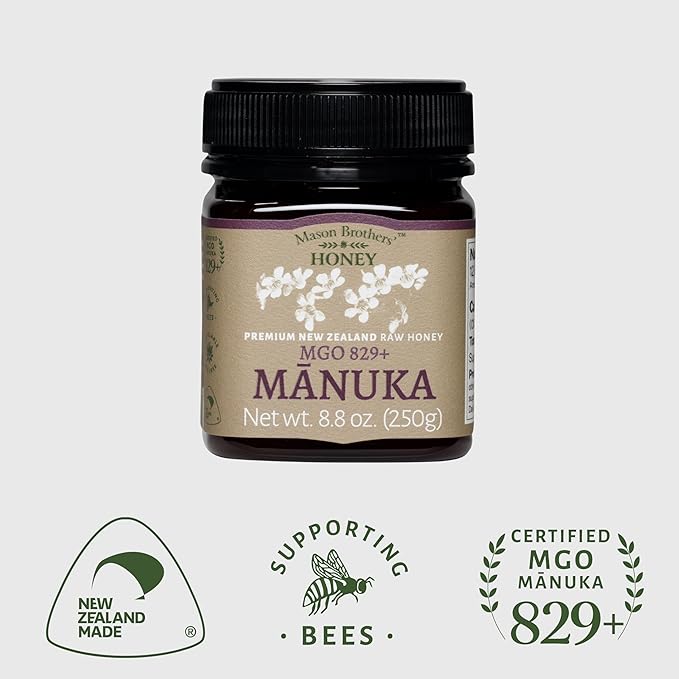 Mason Brothers’ Raw Manuka Honey MGO 829+ | 8.8oz New Zealand Honey MGO Certified