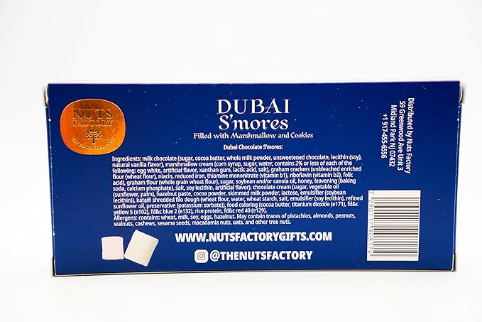 Nuts Factory – Dubai Chocolate Bars – S'mores Flavor – Pack of 2