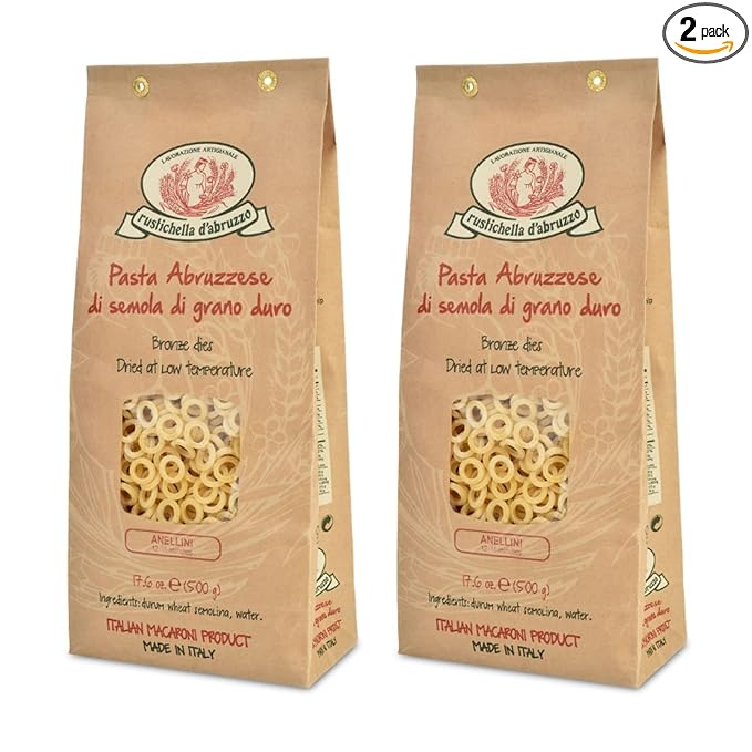 Rustichella d'Abruzzo Durum Wheat Anellini Pasta - 17.6 oz (2 Pack)