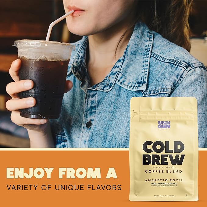 Birch Glen Roasters Cold Brew Coffee | Flavored Coarse Ground Coffee | Medium Roast | Artisanal Roasting | 100% Arabica |1 LB Bag | Chocolate Raspberry