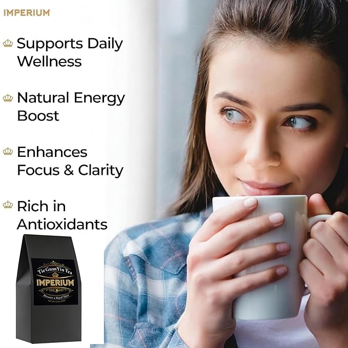 Imperium Tie Guan Yin Loose Leaf Tea (4oz) – Premium Chinese Oolong Green Tea Brews 100 Cups Hand-Picked Smooth Floral Aroma &amp Natural Velvety Sweetness