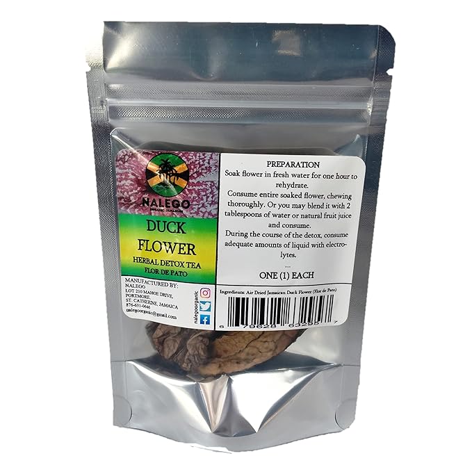 Nalego Duck Flowers Detox Tea | 1 Duck Flower | Wildcrafted Jamaican Alkaline Herbal Tea (Flor de Pato Palo Guaco)