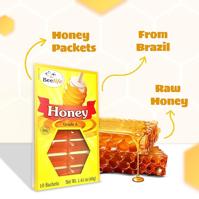 Beelife 100% Pure Raw and Unfiltered Honey Sachets - 10 Units