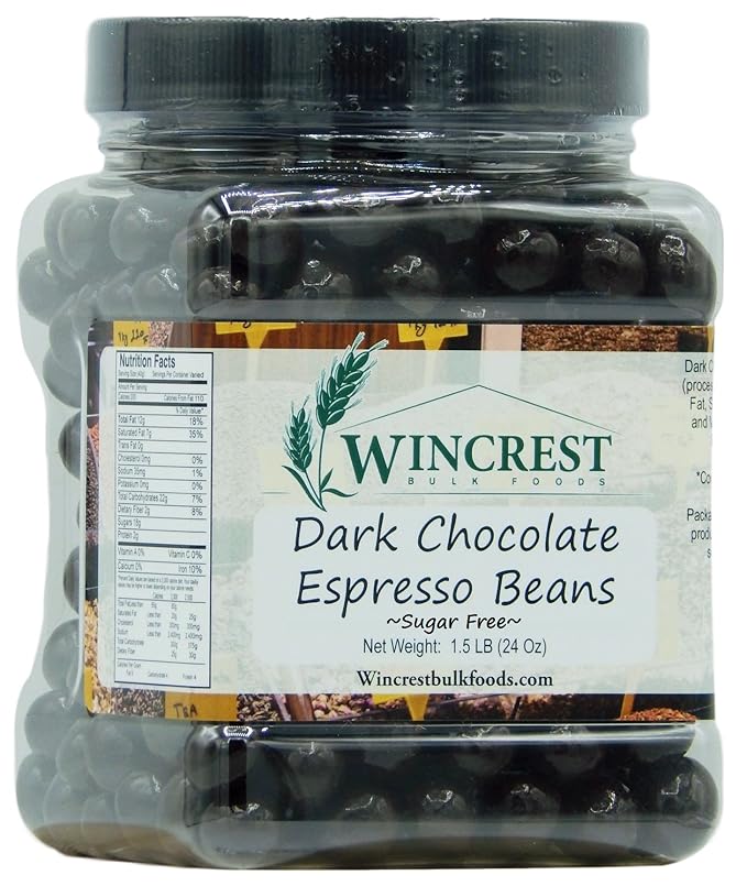 Chocolate Espresso Beans - 24 Oz Tub (Sugar Free Dark Chocolate)