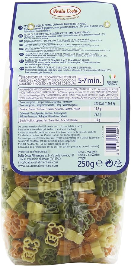 Dalla Costa Teddy Bear Shapes Pasta 250 g (Pack of 6)
