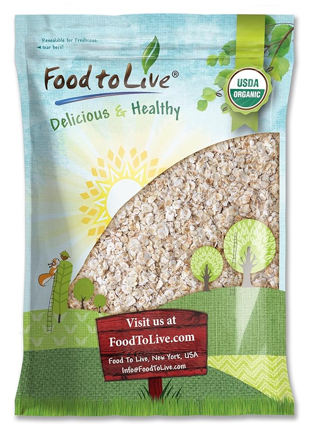 Food to Live Organic Instant Rolled Oats 7 Pounds - Ready in 1 Minute Non-GMO Whole Grain Oatmeal. Good Source of Fiber and Protein. Great Quick Cook and Overnight Oats for Nutritious Breakfast