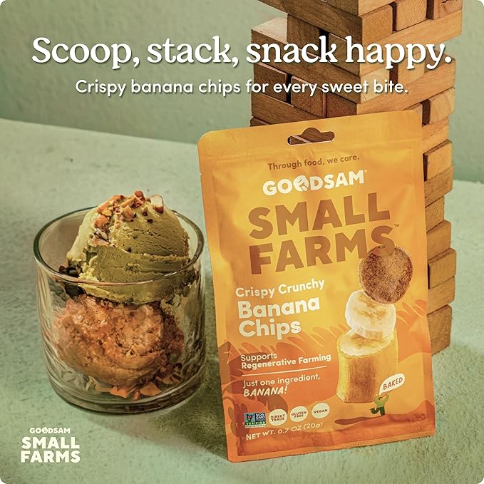 GoodSAM Small Farms Baked Banana Chips Pack of 8 Simple Ingredient Fruit Chips
