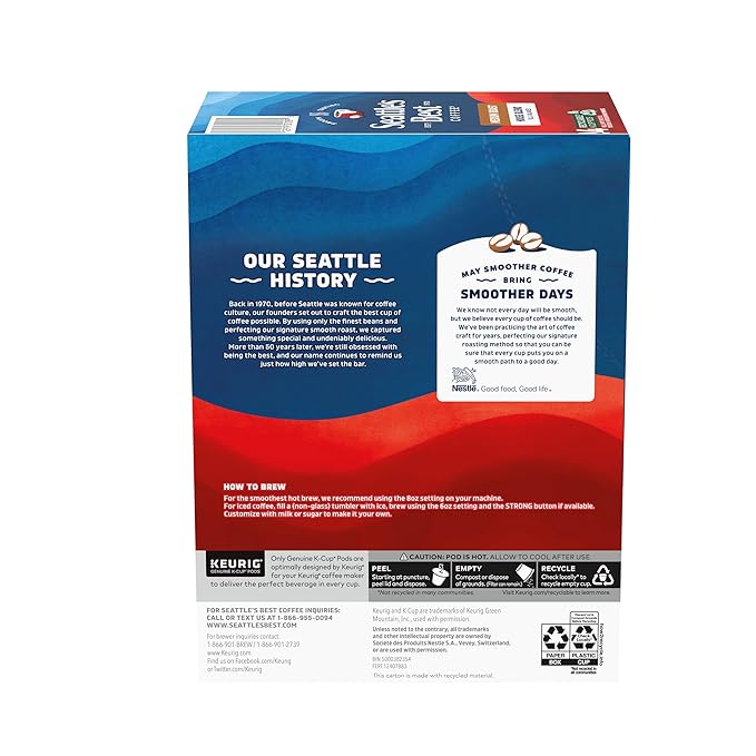 Seattle’s Best Coffee Medium Roast K-Cup Coffee Pods House Blend 100% Arabica 4 Boxes (96 Pods Total)