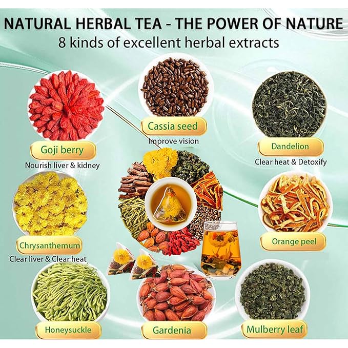 Goji Berry Chrysanthemum Tea30bagsWolfberryChrysanthemumDandelionMulberry LeafHoneysuckleCassia SeedCardeniaOrange Peel8 Excellent Raw Material Kidney Liver Formulas Plant Herbs (1)