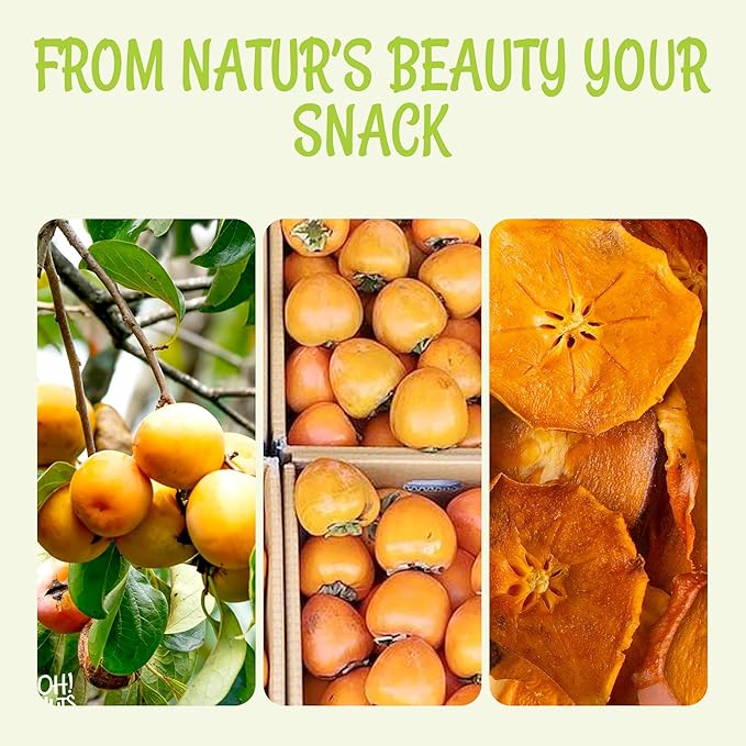 Oh! Nuts Dried Persimmons - Dehydrated Fruit - No Sugar Added - 1 lb Bag - Persimmon Slices - Dried Persimmons for Snacking &amp Baking