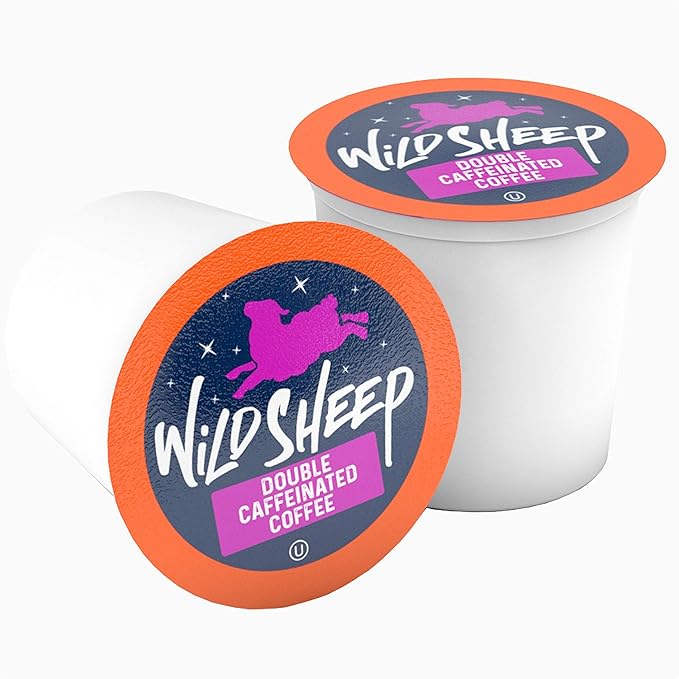 Wild Sheep High Caffeine (Double Caffeinated) Coffee Pods Compatible with Keurig K-Cup Brewers Extra Caffeine in Recyclable Cups 40 Count