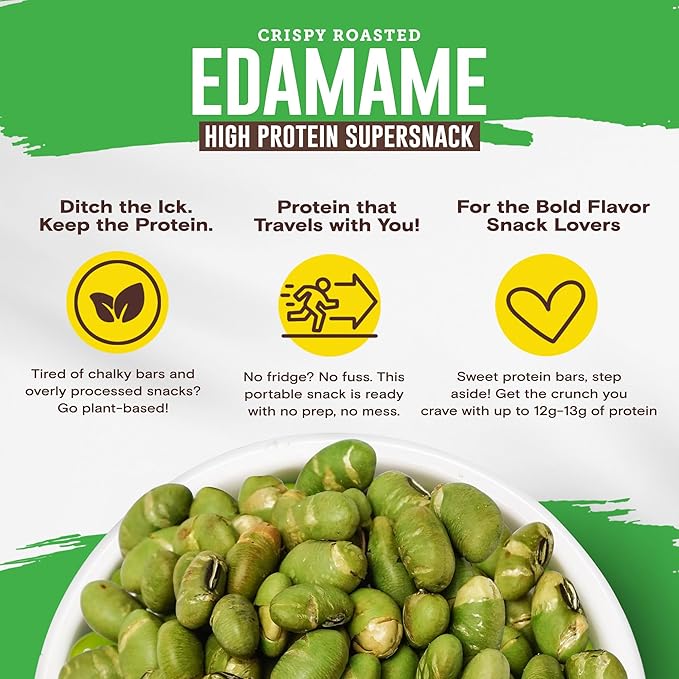 Biena Crispy Roasted Edamame Beans Snack – High Protein Low Carb Snack for Adults &amp Kids 12g-13g Protein per Serving - Made w/Avocado Oil – Vegan Gluten-Free – 18-Pack 1.05oz Variety Pack