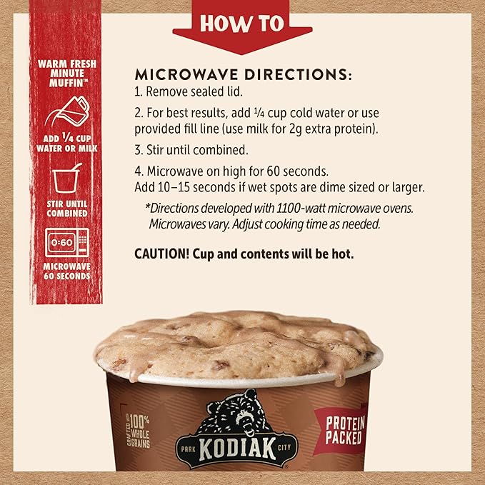 Kodiak Cakes Minute Muffins Cinnamon Roll 2.36 Oz (Pack of 12)