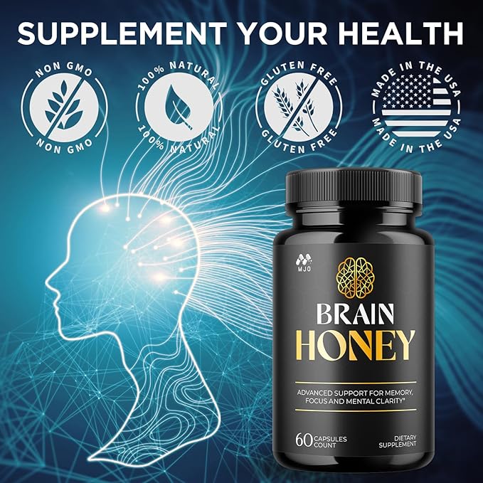 Brain Honey Capsules Brain Honey Pills with All Natural Ingredients Advanced Overall Health and Wellness Vitamin Supplement Formula for Maximum Strength Multivitamins (60 Capsules)