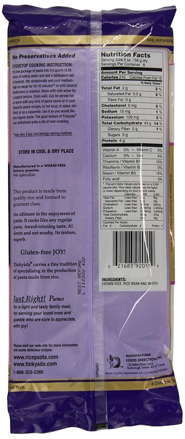 Tinkyada Brown Rice Pasta Spaghetti 1 Pound (Pack of 12)