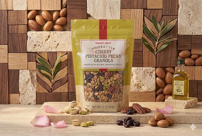 Trader Joe's Homestyle Cherry Pistachio Pecan Granola Gluten Free Oats with Dried Cherries Pistachios &amp Pecans (2 x 12 oz)