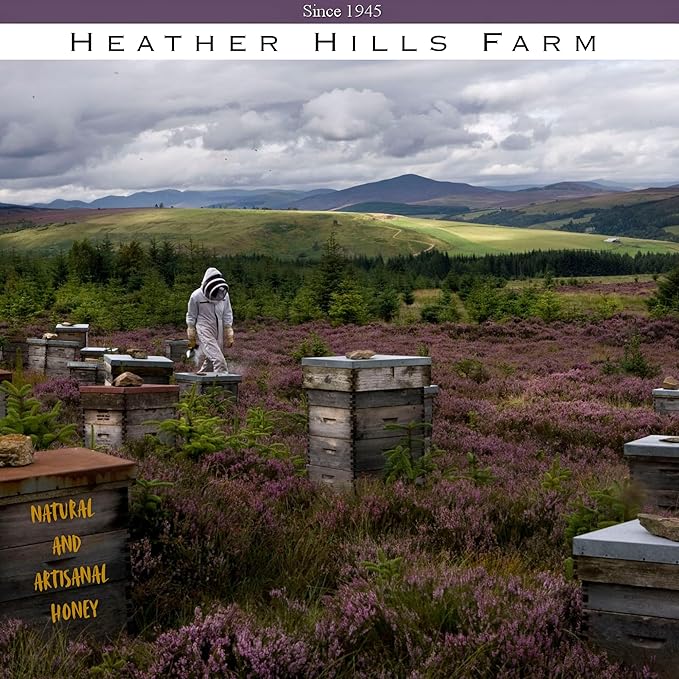 Heather Hills Farm Raw Spanish Orange Blossom Honey 340g (12oz) | Pure Natural Artisan Monofloral Honey from Spain in Glass Jar | Unfiltered &amp Unpasteurized Delicately Sweet Citrus Finish