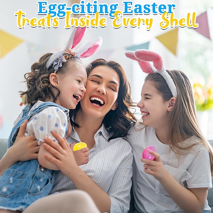 Fun Express Prefilled Easter Eggs Bulk 24 Count - Premium Candy Filled Plastic Eggs for Easter Hunt | Assorted Chocolate &amp Sweet Treats Inside | Perfect Easter Basket Stuffers for Kids Party Suppl